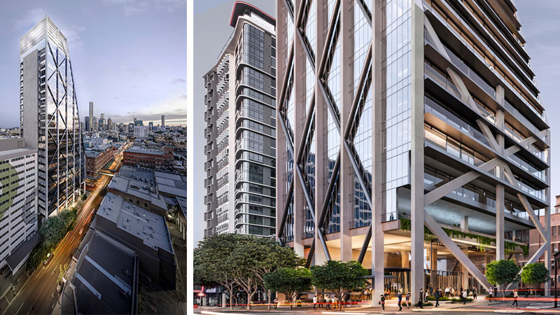 ▲ The commercial tower will hold 44 metres of frontage to Wickham Street and to Warner Street of approximately 27 metres. Image: bureau^proberts